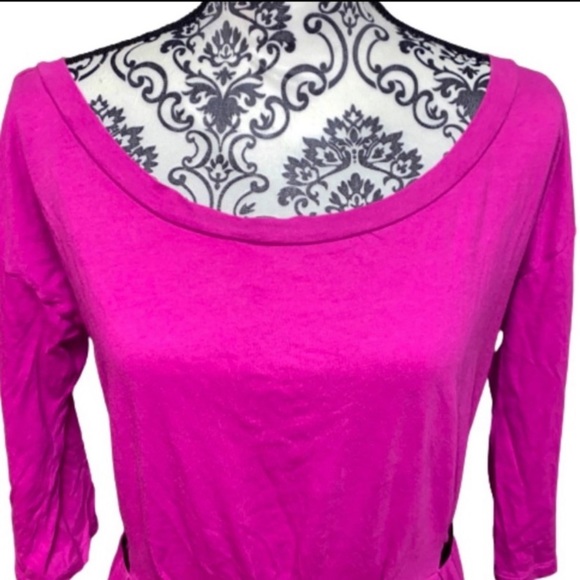 Vans Magenta Women’s Large Skater Midi Dress 3/4 Sleeve w Waist Ties - Picture 2 of 8